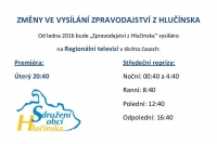 POZOR: ZMĚNA VYSÍLACÍCH ČASŮ ZPRAVODAJSTVÍ Z HLUČÍNSKA